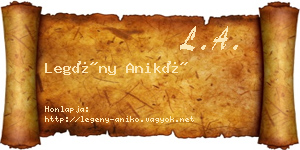 Legény Anikó névjegykártya